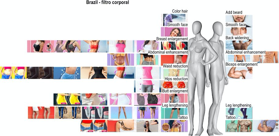 Figure 9: All categories concerning body modifications originated from applications offered within the Google Play Store of Brazil.